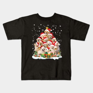 Golden Retriever Christmas Tree Santa Hat Pajama Dog Lover Kids T-Shirt